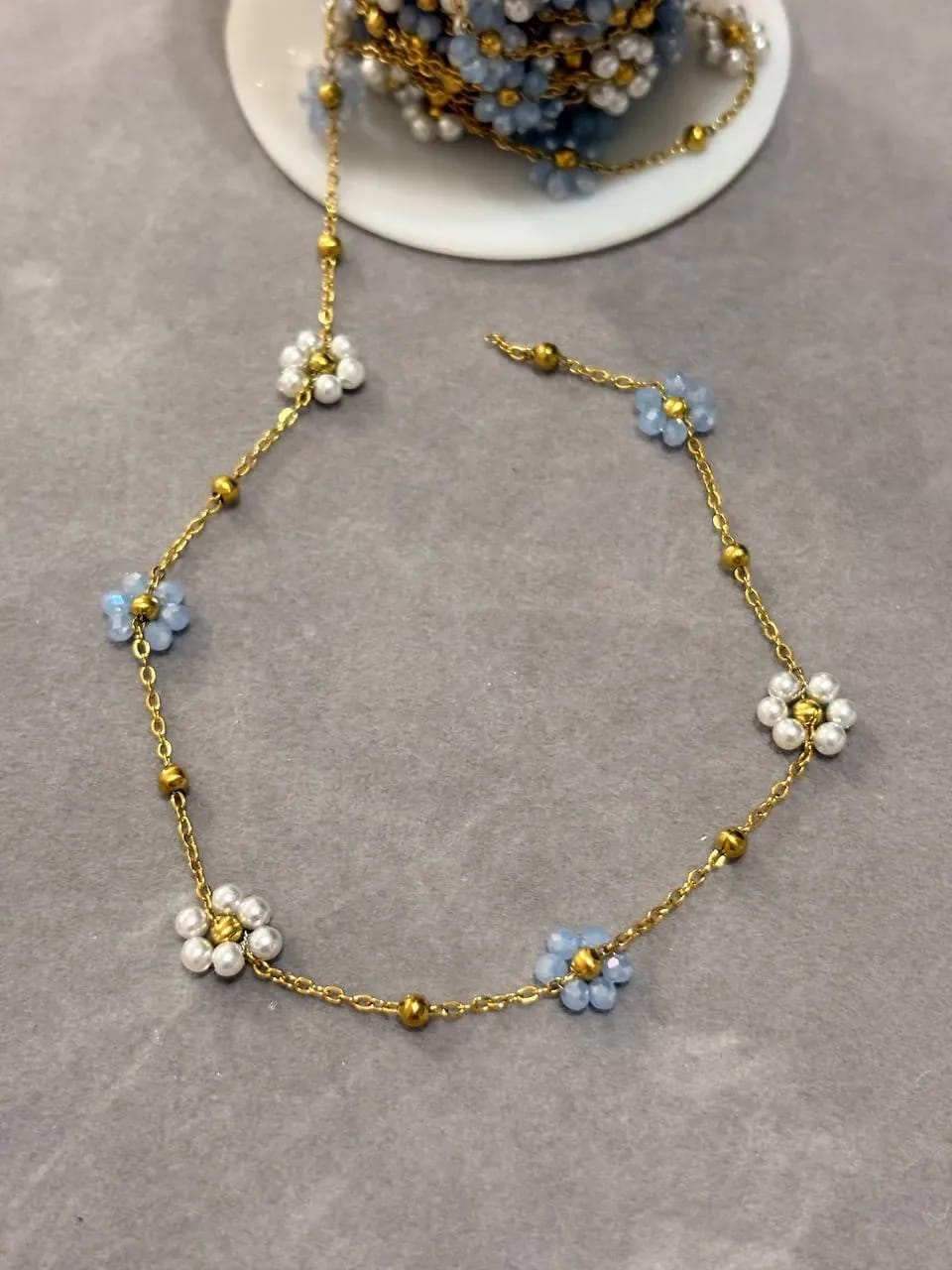 Baby-Blue Flower Necklace — Handmade Necklaces
