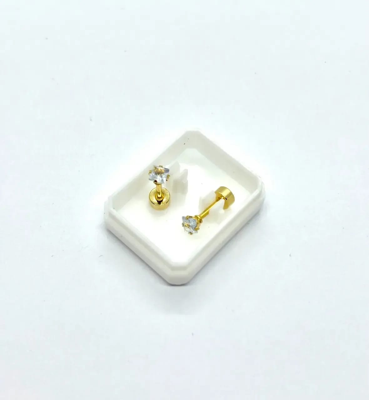 Golden Crystal Studs — Earrings