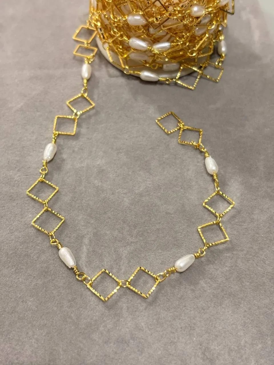Pearl Diamond-Link Necklace — Handmade Necklaces