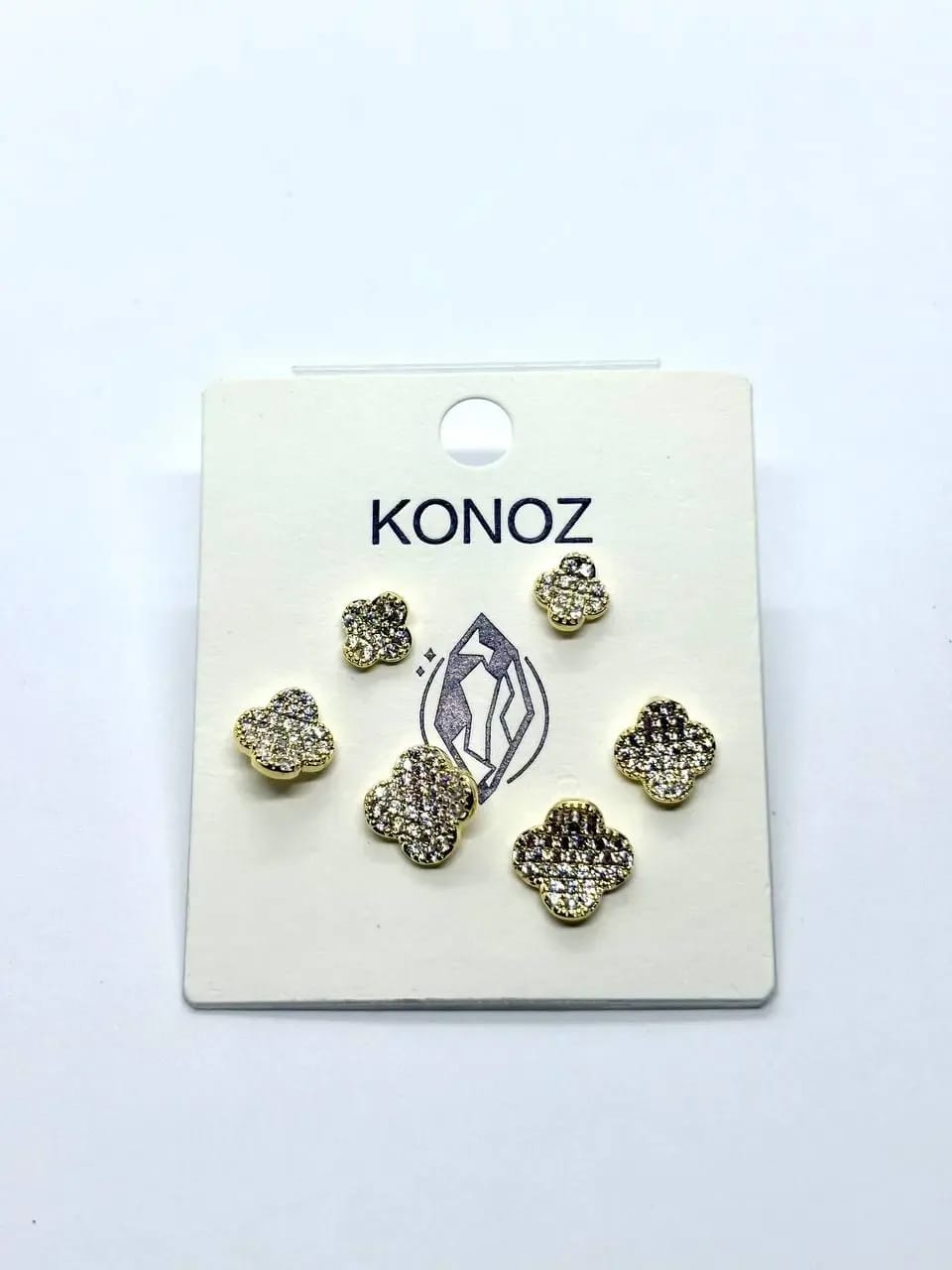 Crystal Clover Studs — Earrings