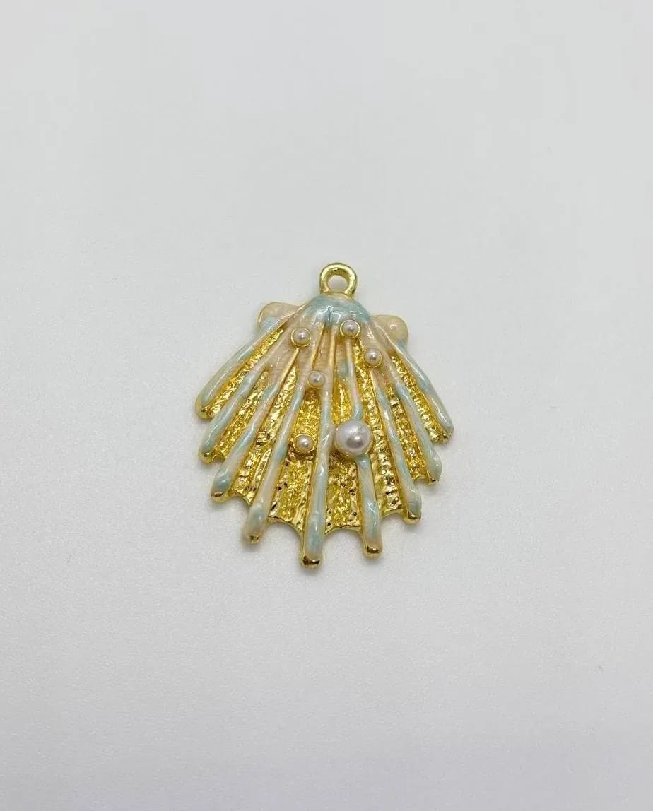 Mint Seashell Charm — Handmade Charms