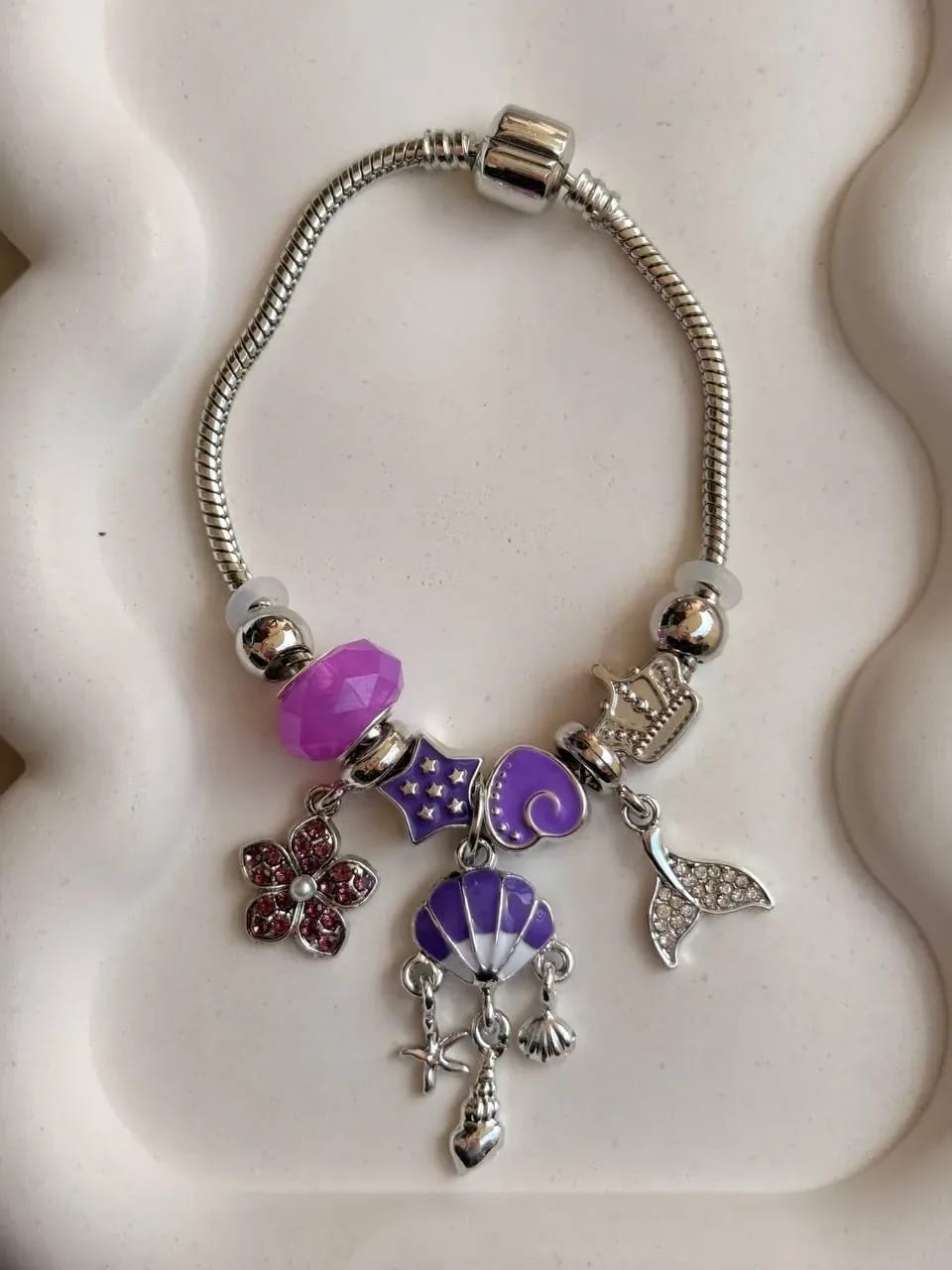 Purple Flower Charm Bracelet — Charm Bracelets