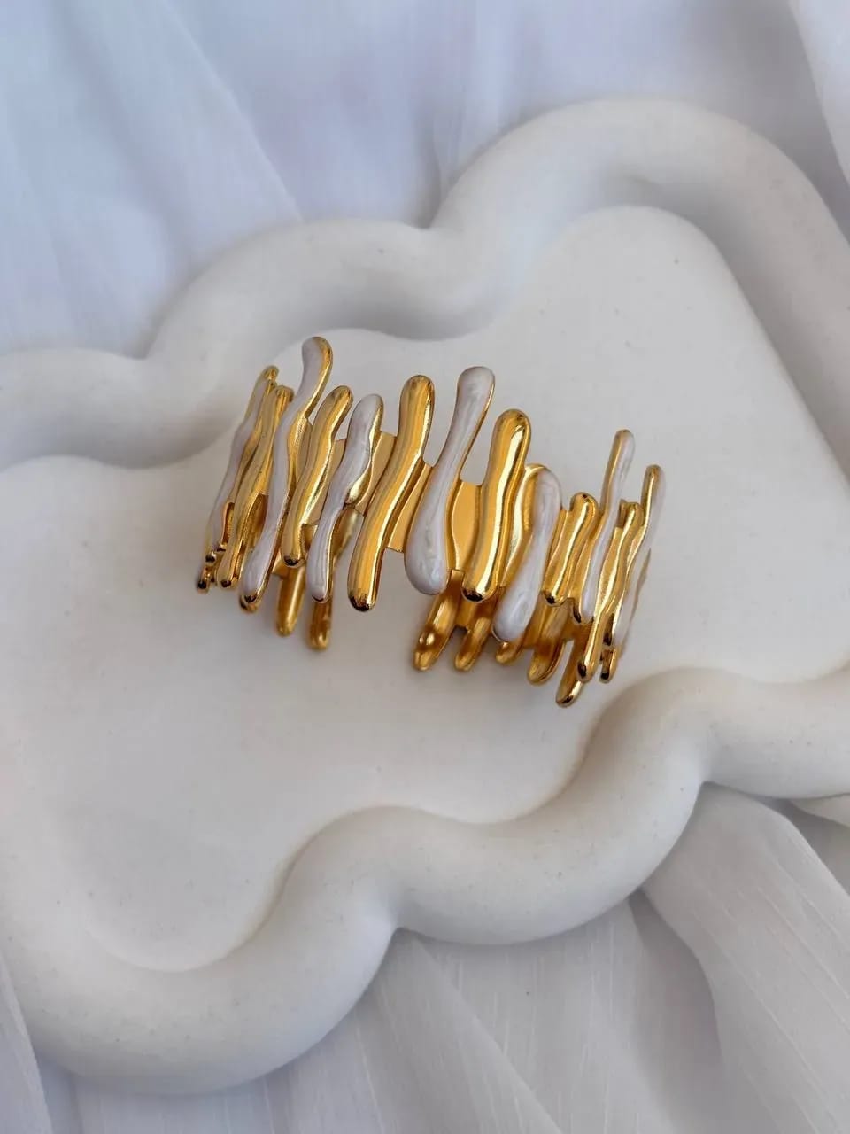 White Golden Bangle — Bangles