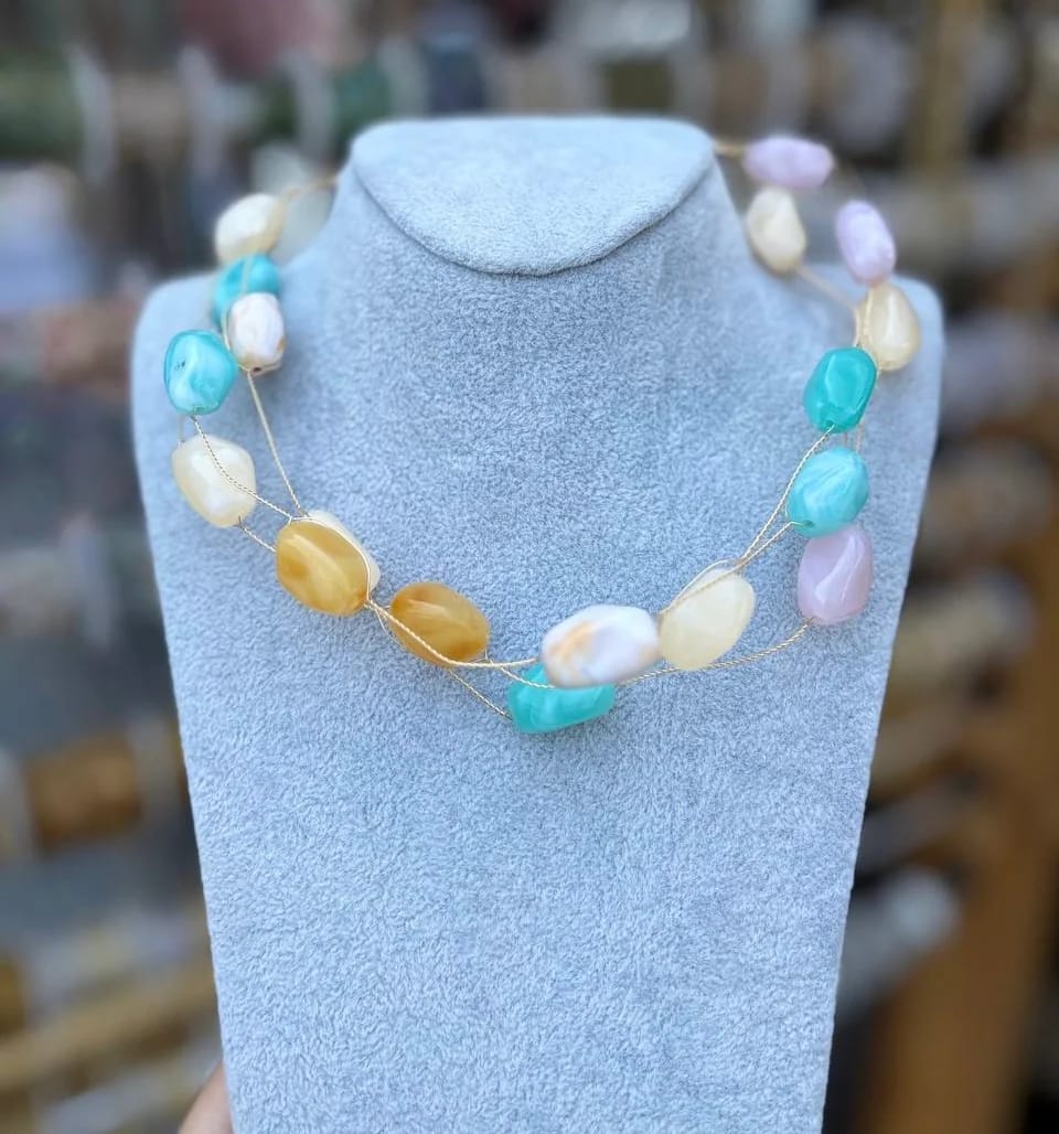 Pastel gemstone choker